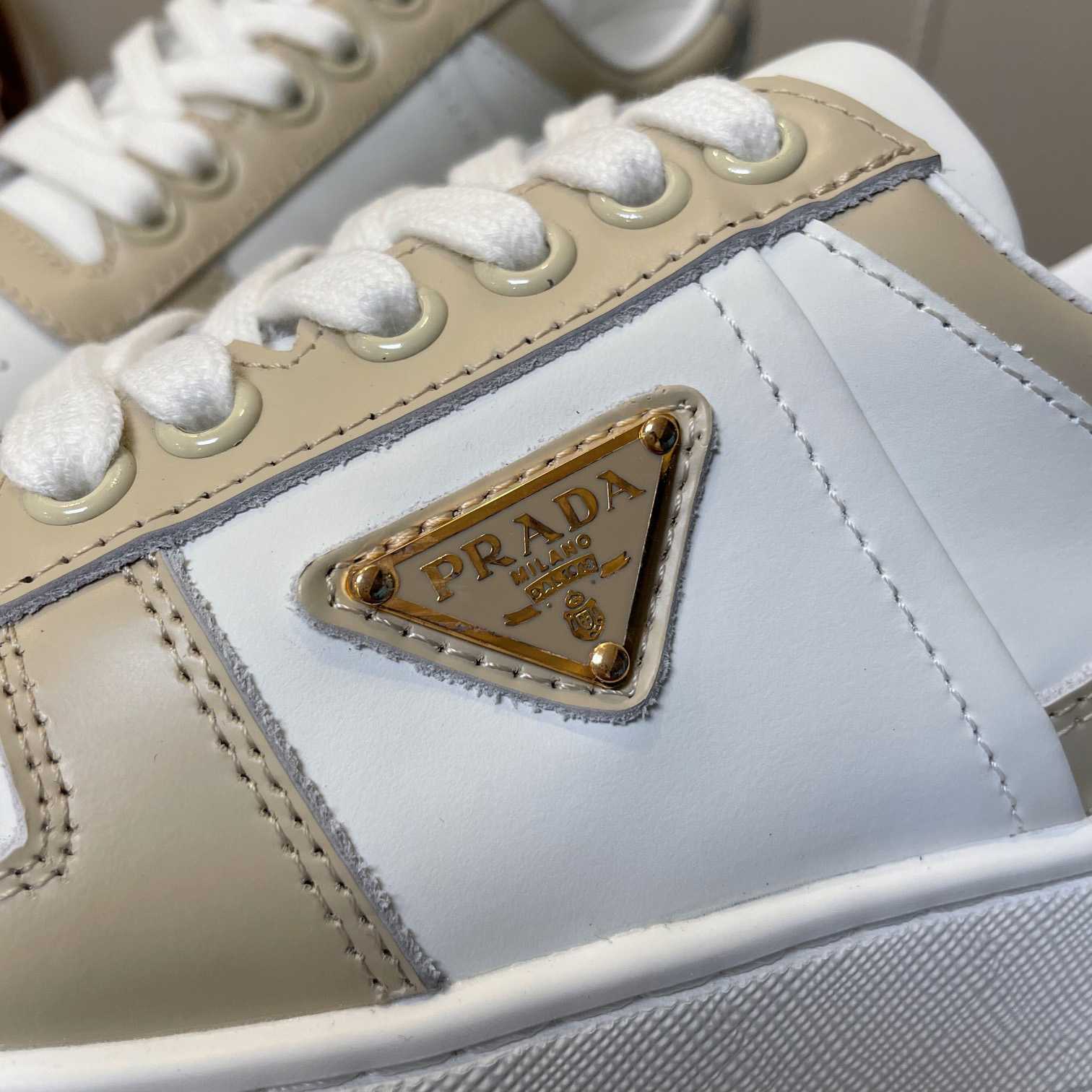 Prada Downtown Bold Leather Sneakers - DopestKickz