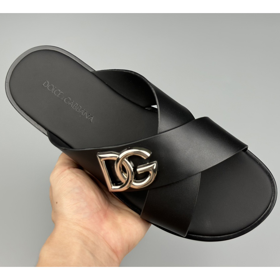 Dolce & Gabbana Logo-plaque Cross-over Leather Sandals - DopestKickz