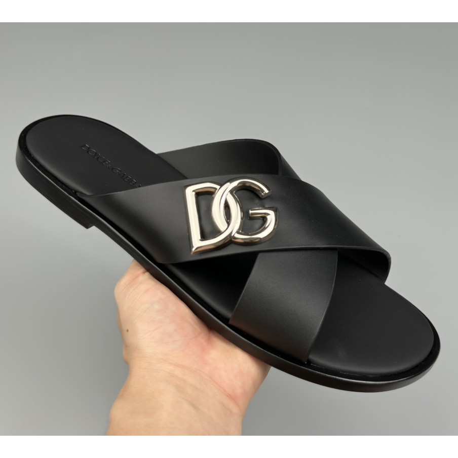 Dolce & Gabbana Logo-plaque Cross-over Leather Sandals - DopestKickz