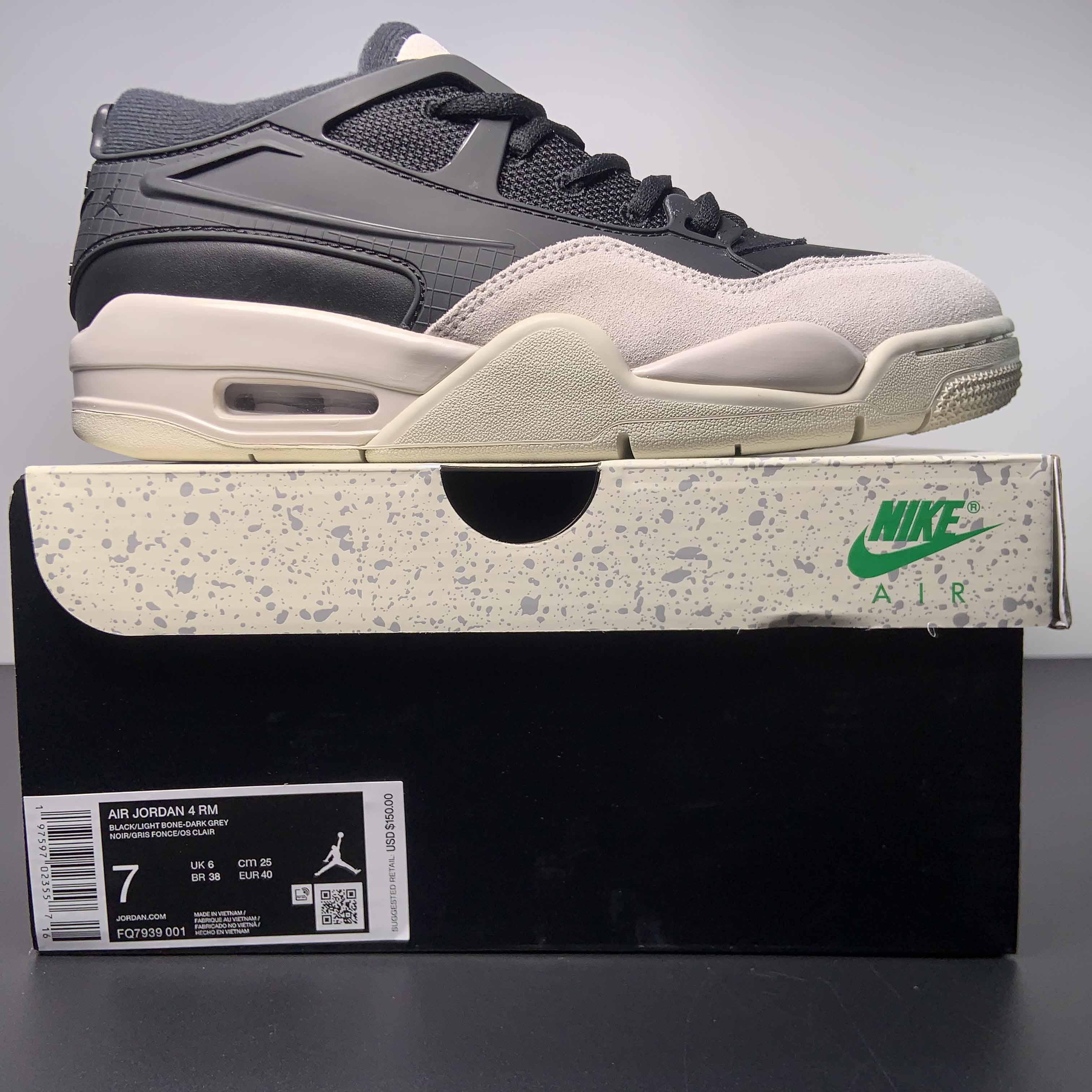 Jordan 4 Black/Light Bone-Dark Grey Sneakers     FQ7939-001 - DopestKickz