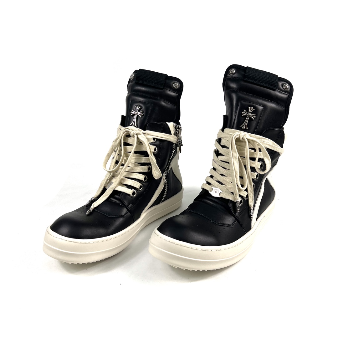 Chrome Hearts x Rick Owens Geobasket High 'Black' - DopestKickz