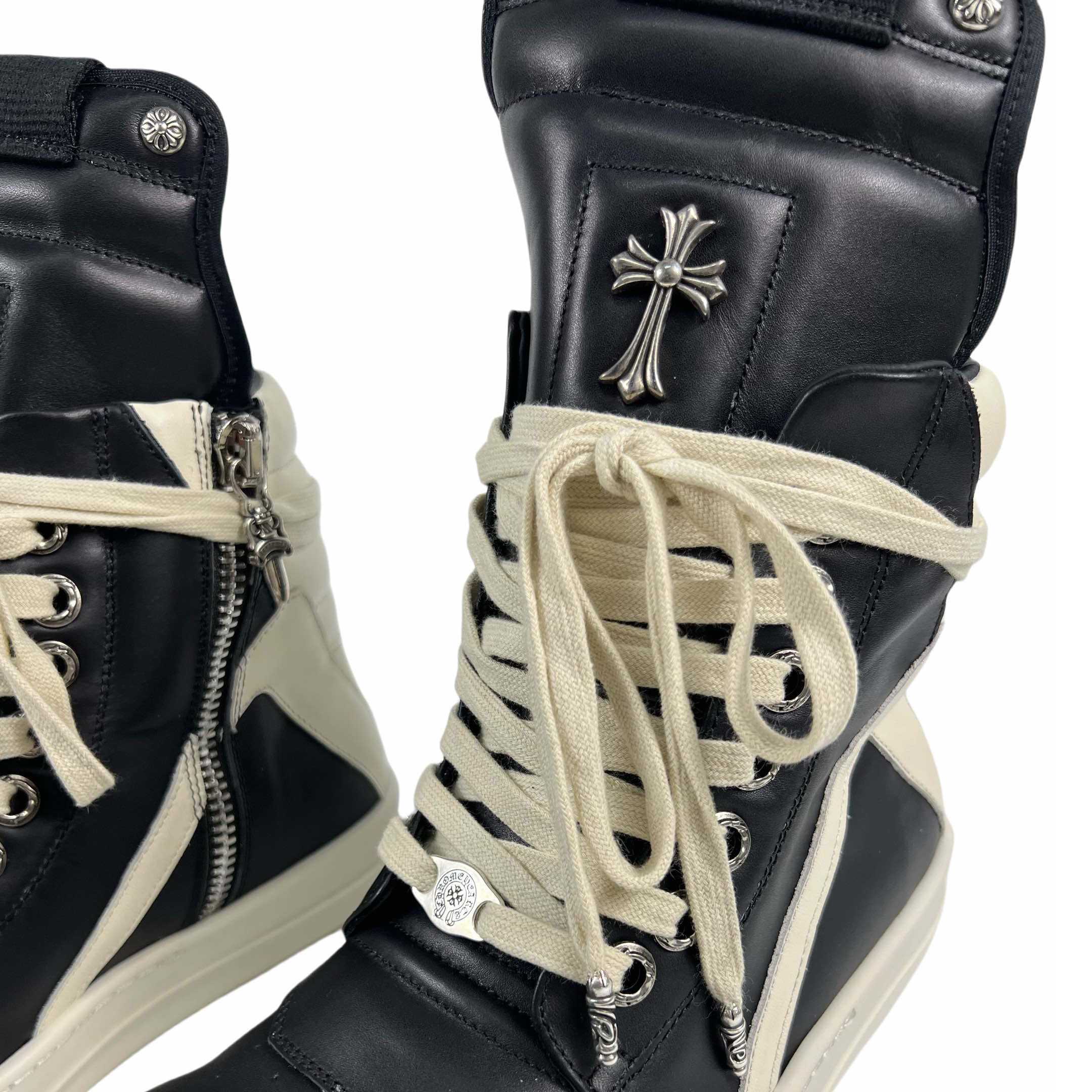 Chrome Hearts x Rick Owens Geobasket High 'Black' - DopestKickz