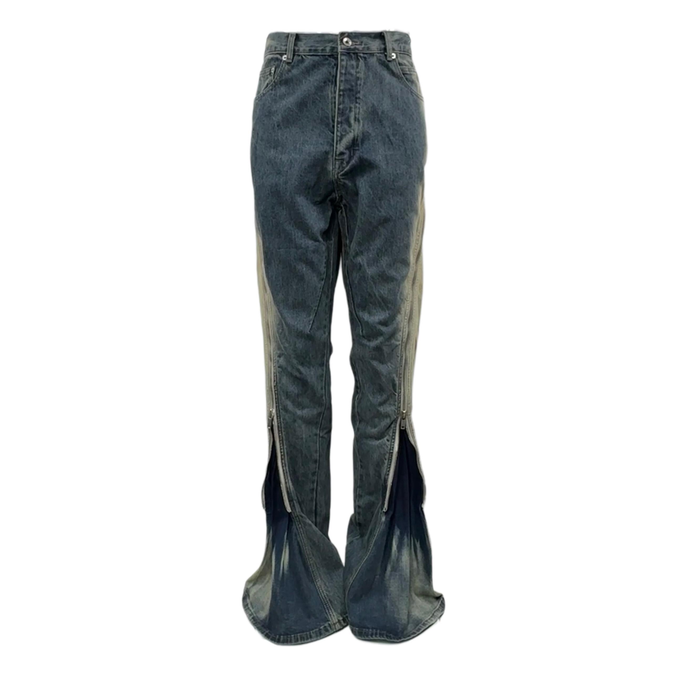 Rick Owens Blue Bolan Banana Straight-leg Flared Zip-embellished Jeans - DopestKickz