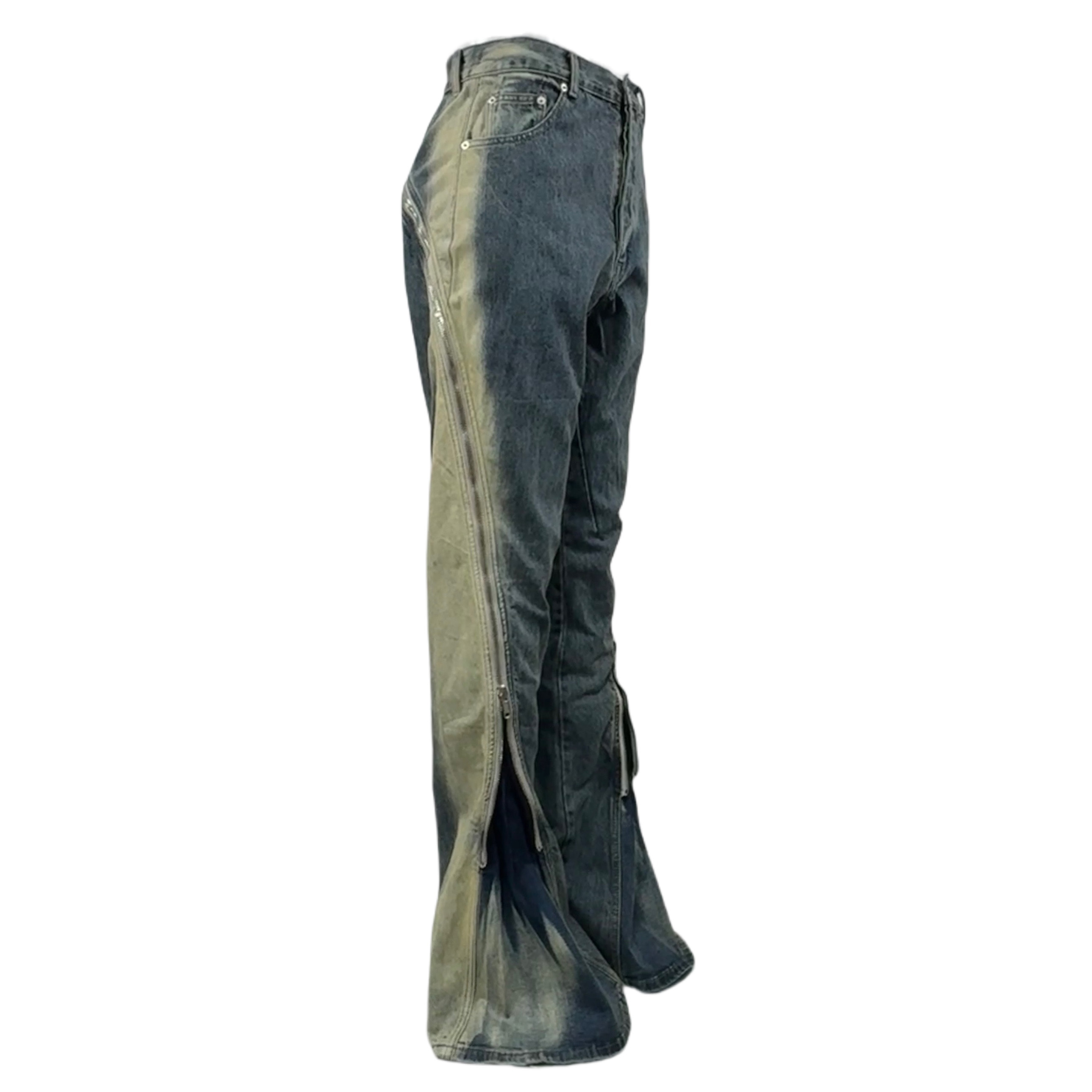 Rick Owens Blue Bolan Banana Straight-leg Flared Zip-embellished Jeans - DopestKickz