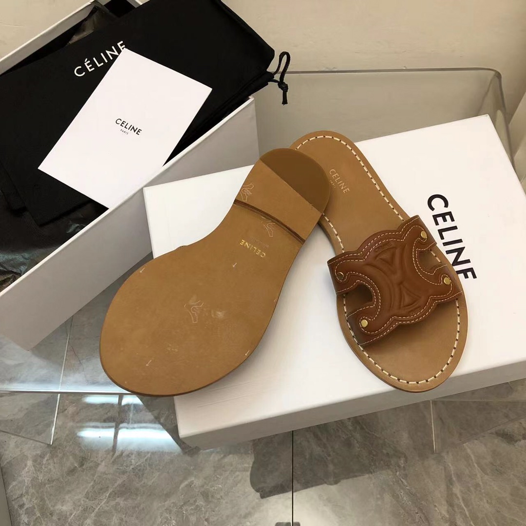 Celine Triomphe Mule In Calfskin Leather - DopestKickz