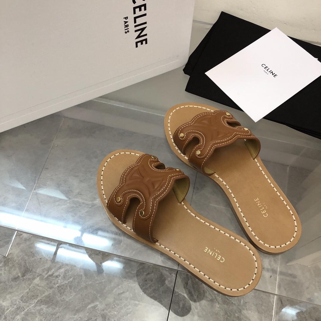 Celine Triomphe Mule In Calfskin Leather - DopestKickz