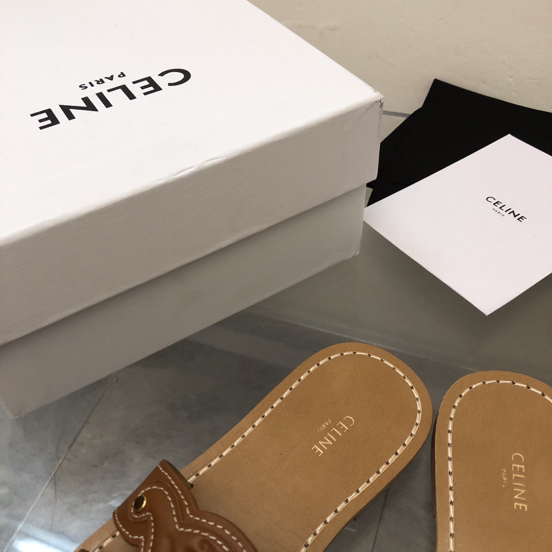 Celine Triomphe Mule In Calfskin Leather - DopestKickz