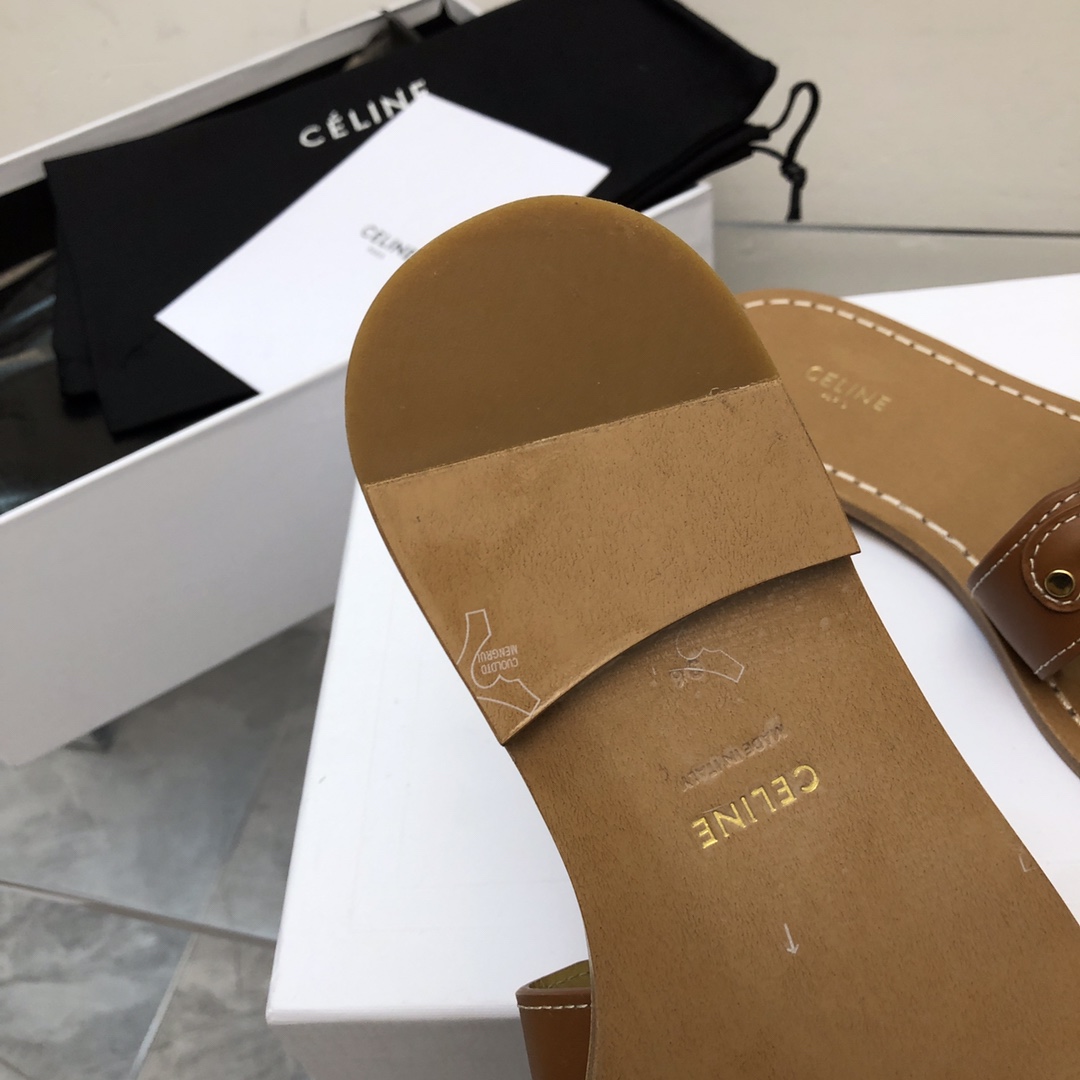 Celine Triomphe Mule In Calfskin Leather - DopestKickz