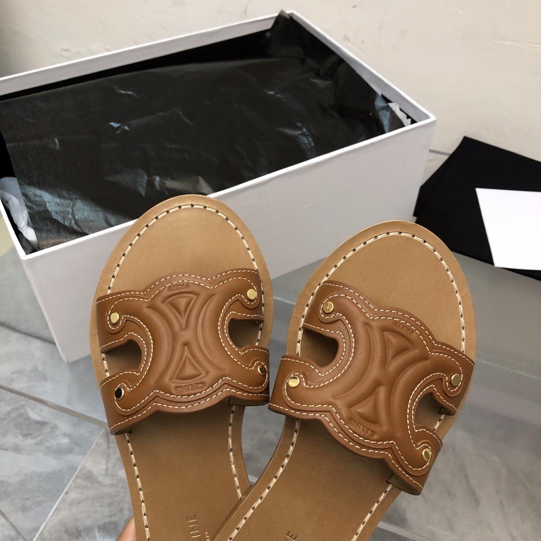 Celine Triomphe Mule In Calfskin Leather - DopestKickz