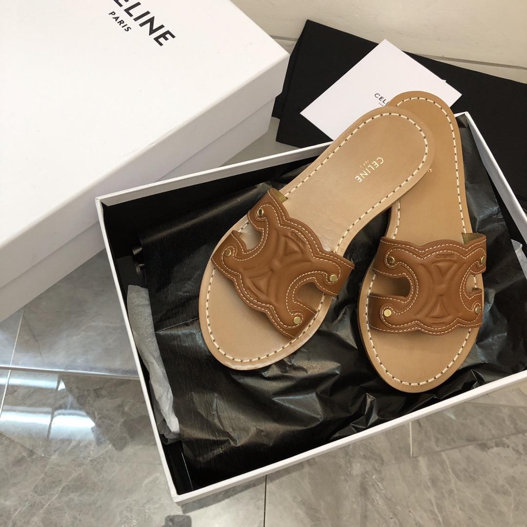 Celine Triomphe Mule In Calfskin Leather - DopestKickz