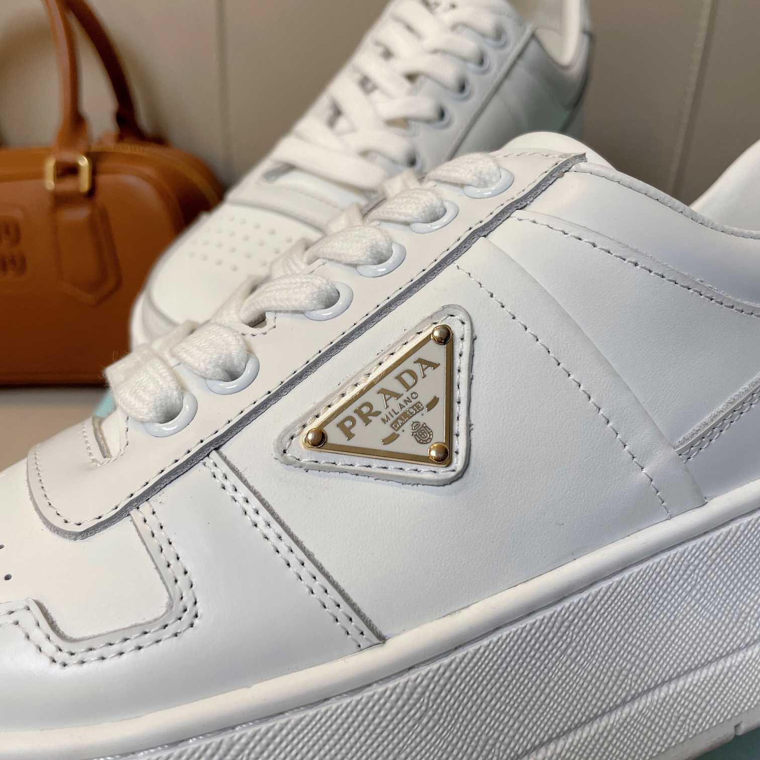 Prada Downtown Bold Leather Sneakers - DopestKickz