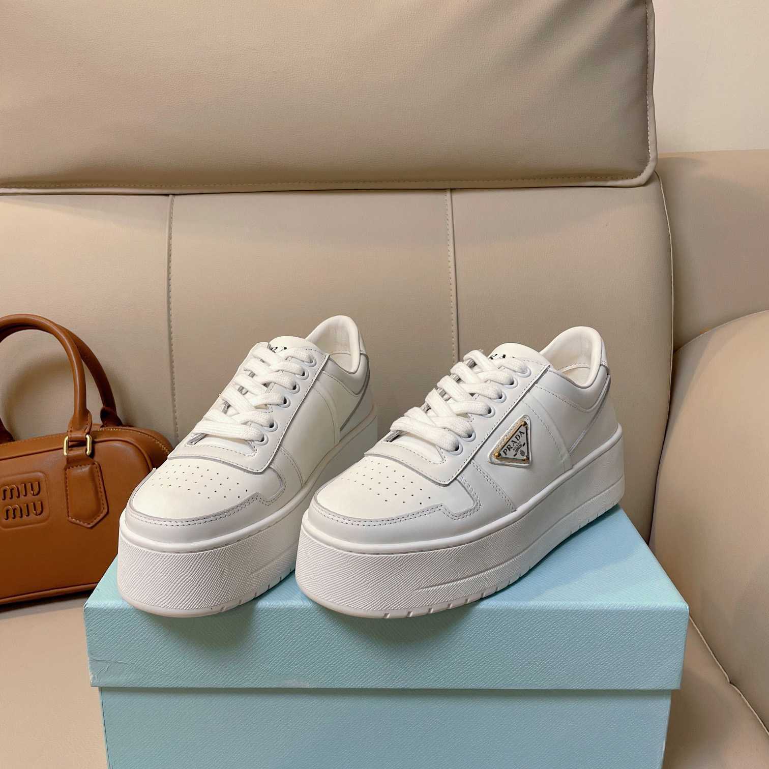 Prada Downtown Bold Leather Sneakers - DopestKickz