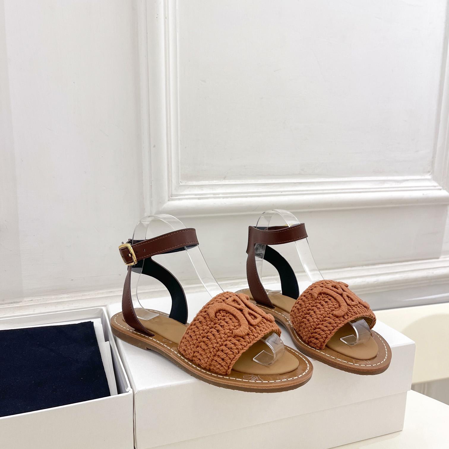 Celine Lympia Sandal In Triomphe Maccrame Cotton & Calfskin - DopestKickz