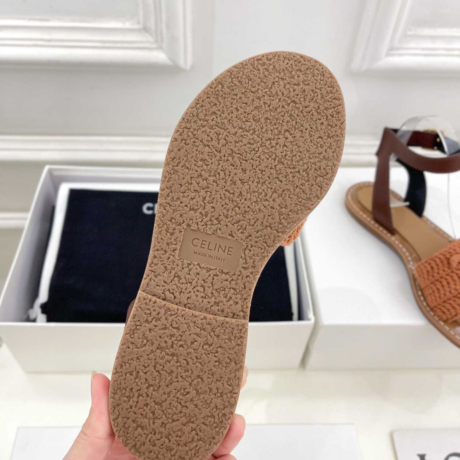 Celine Lympia Sandal In Triomphe Maccrame Cotton & Calfskin - DopestKickz