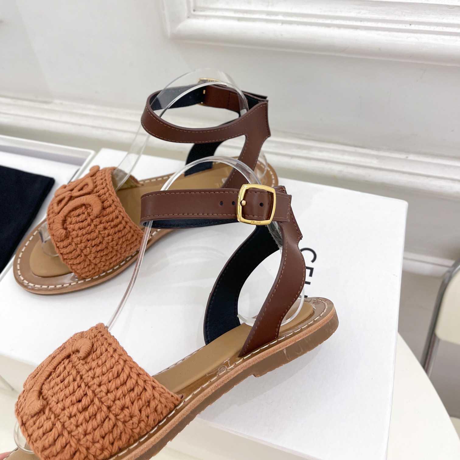 Celine Lympia Sandal In Triomphe Maccrame Cotton & Calfskin - DopestKickz