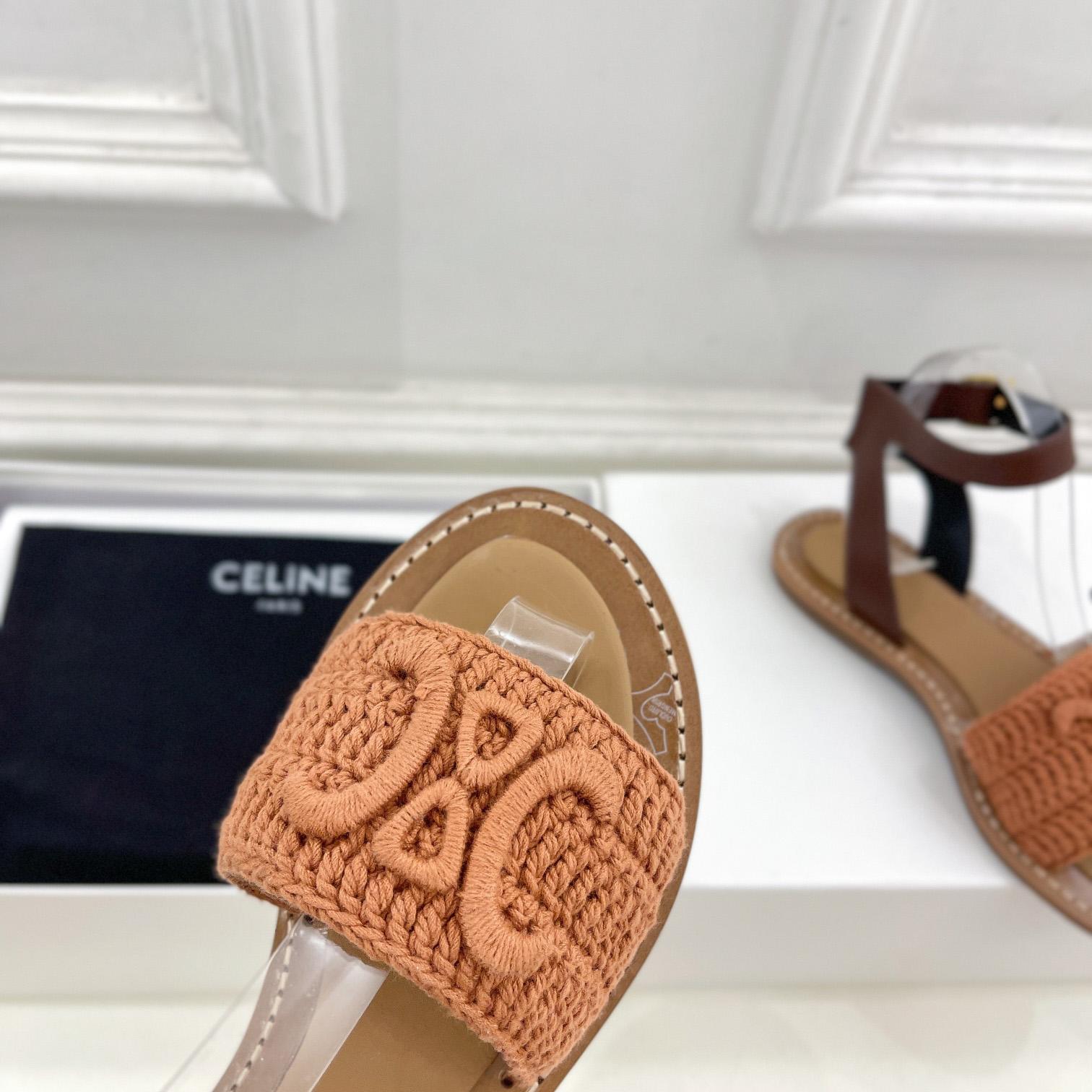Celine Lympia Sandal In Triomphe Maccrame Cotton & Calfskin - DopestKickz
