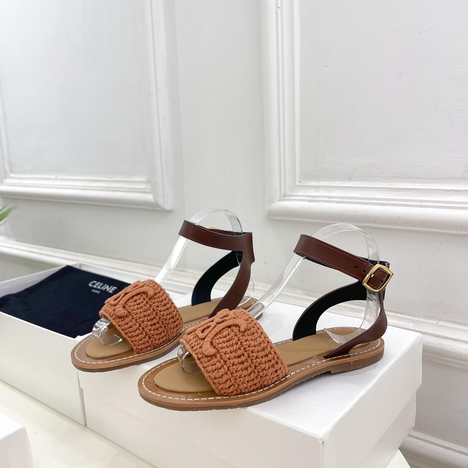 Celine Lympia Sandal In Triomphe Maccrame Cotton & Calfskin - DopestKickz