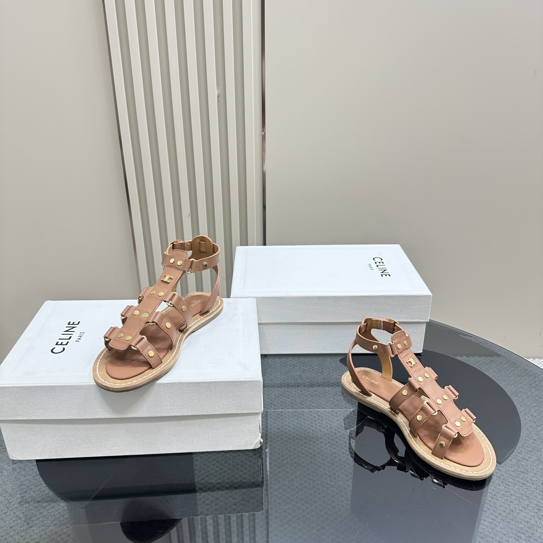 Celine Lympia Gladiator Sandal In Calfskin Tan - DopestKickz