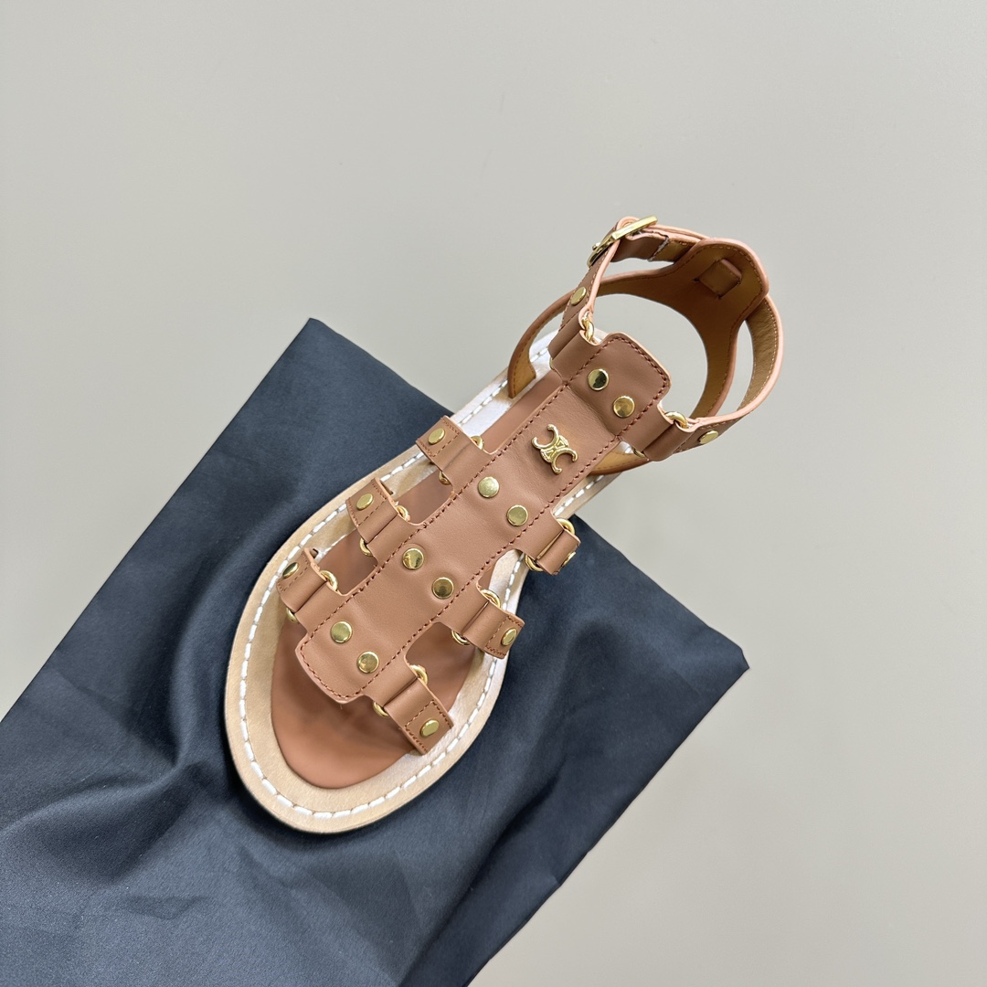 Celine Lympia Gladiator Sandal In Calfskin Tan - DopestKickz