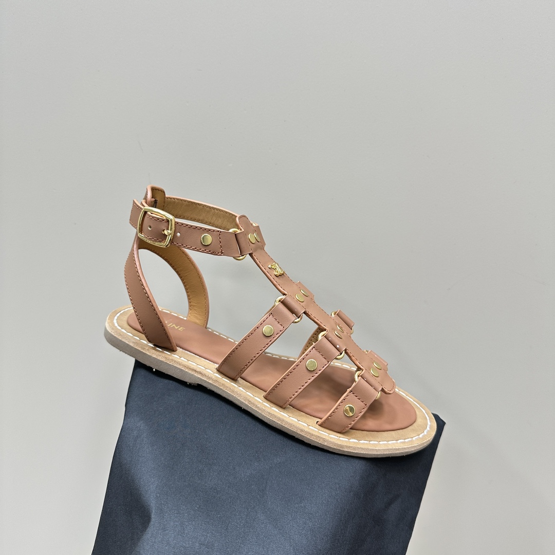 Celine Lympia Gladiator Sandal In Calfskin Tan - DopestKickz