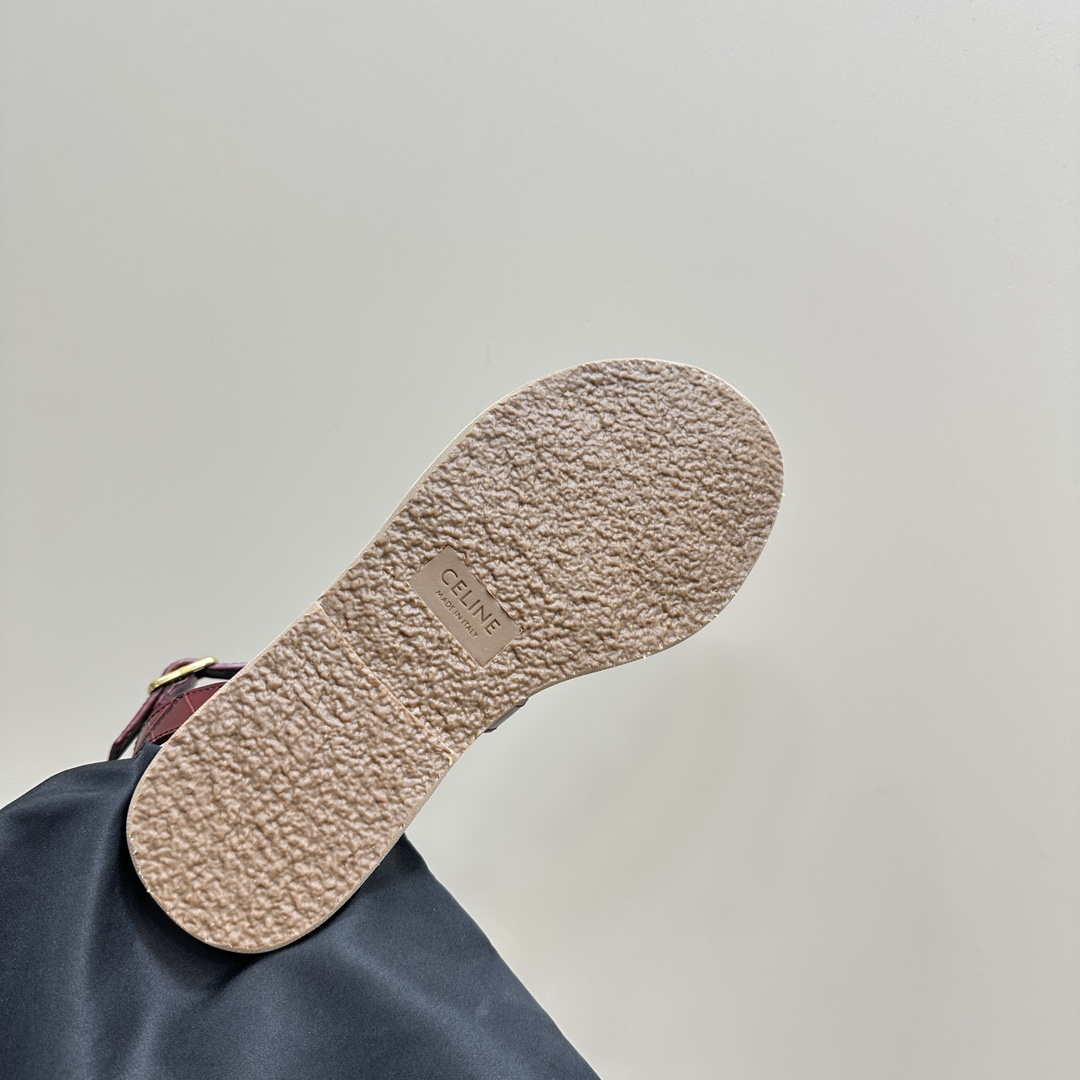 Celine Lympia Gladiator Sandal In Crocodile Stamped Calfskin Dark Brown - DopestKickz