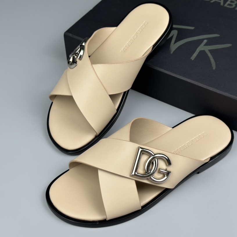 Dolce & Gabbana Logo-plaque Cross-over Leather Sandals - DopestKickz