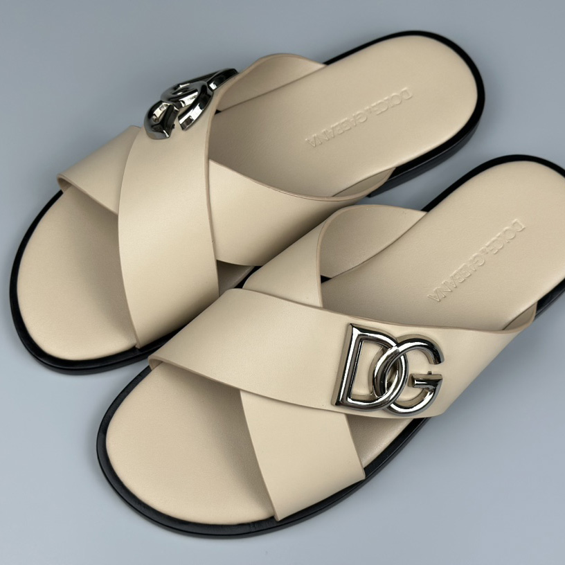 Dolce & Gabbana Logo-plaque Cross-over Leather Sandals - DopestKickz