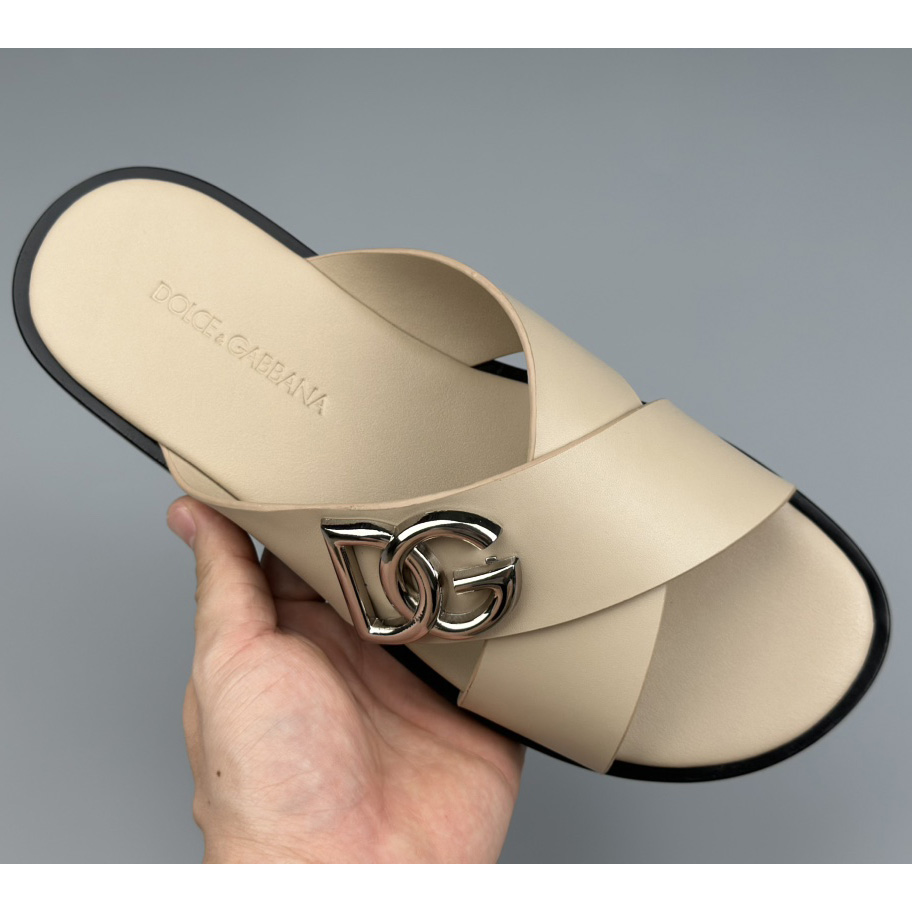 Dolce & Gabbana Logo-plaque Cross-over Leather Sandals - DopestKickz