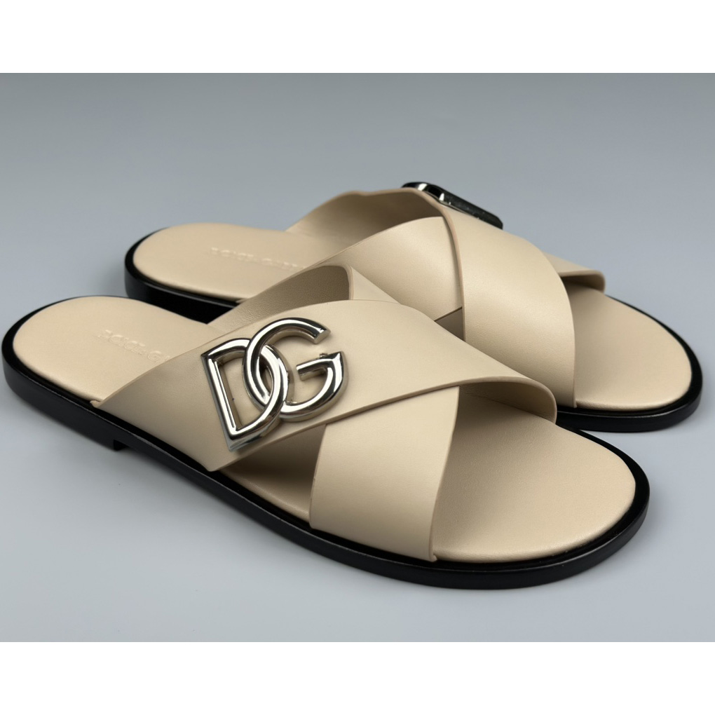 Dolce & Gabbana Logo-plaque Cross-over Leather Sandals - DopestKickz