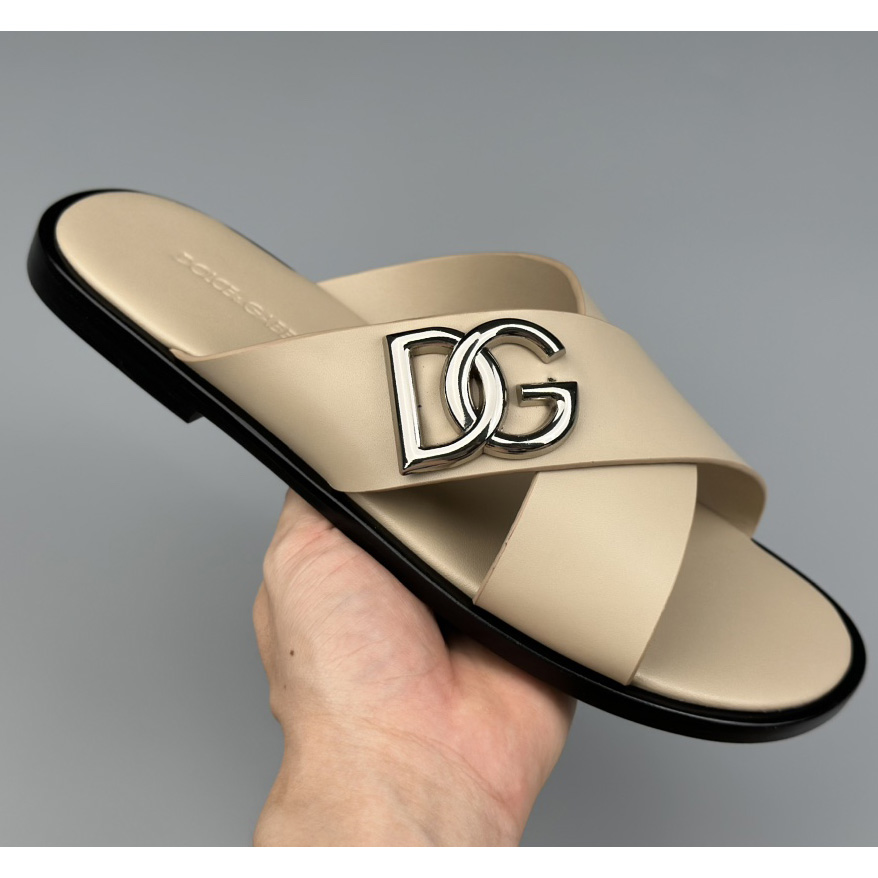 Dolce & Gabbana Logo-plaque Cross-over Leather Sandals - DopestKickz