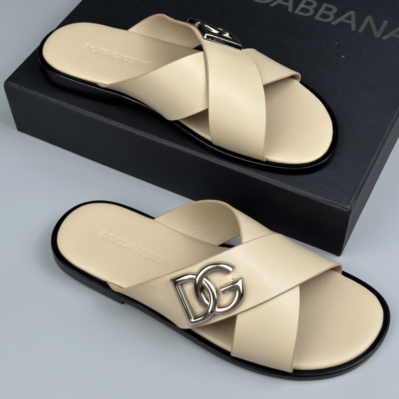 Dolce & Gabbana Logo-plaque Cross-over Leather Sandals - DopestKickz