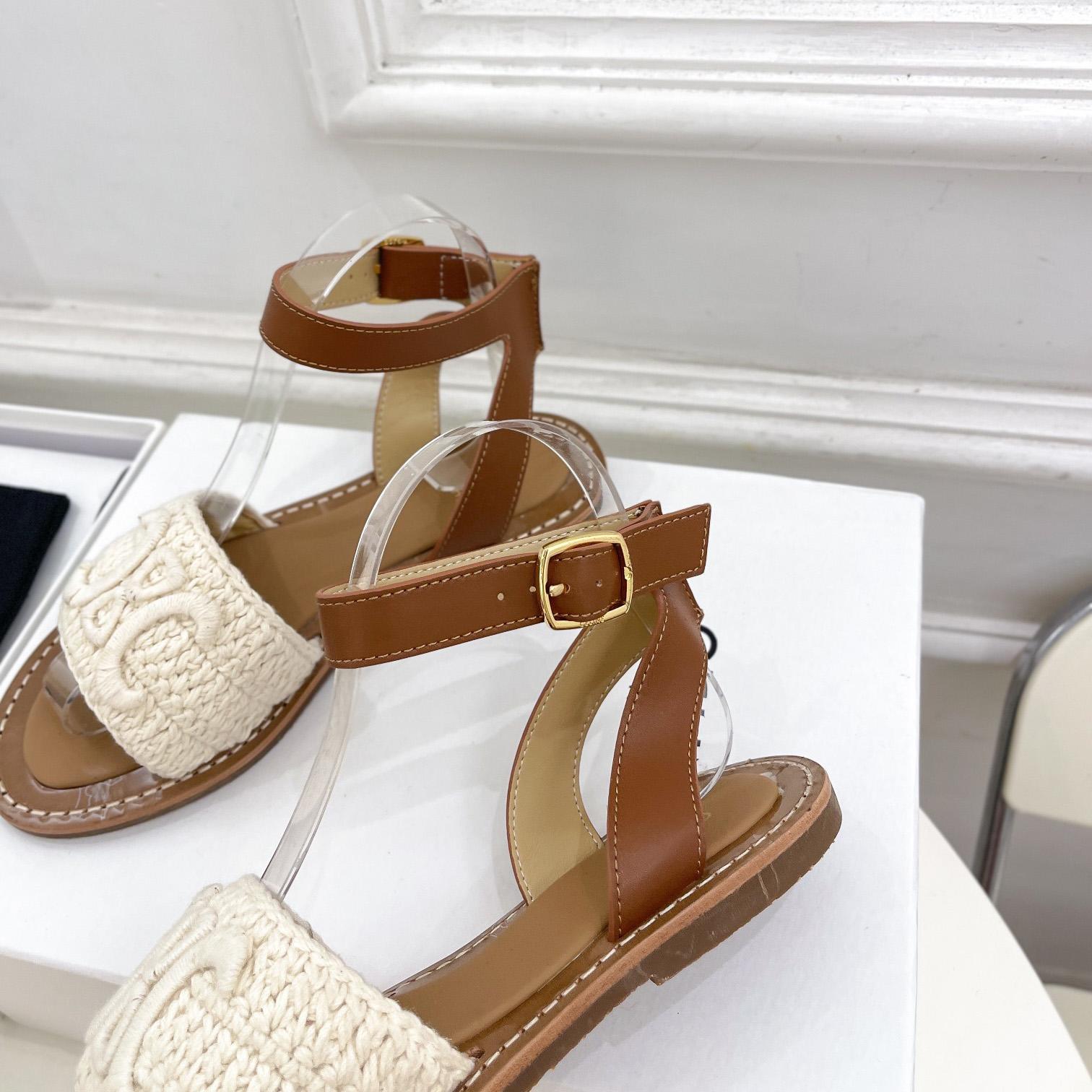 Celine Lympia Sandal In Triomphe Maccrame Cotton & Calfskin - DopestKickz