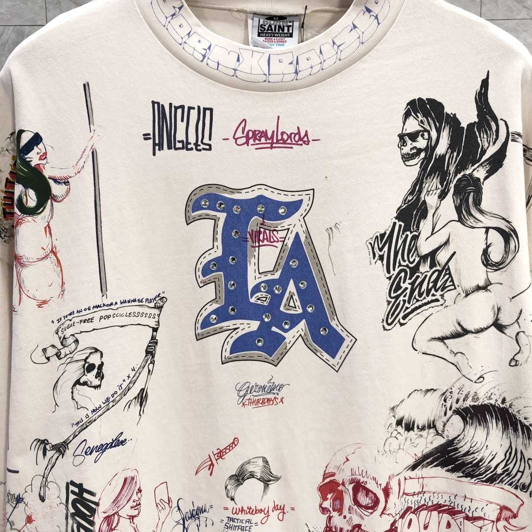 Saint Michael Long-sleeve Graphic-print T-shirt - DopestKickz