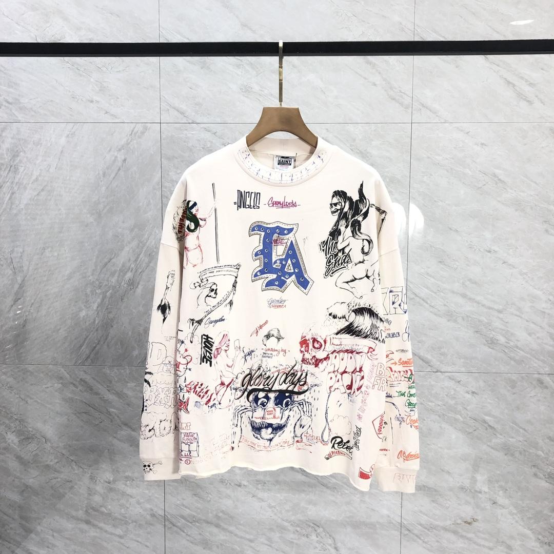 Saint Michael Long-sleeve Graphic-print T-shirt - DopestKickz