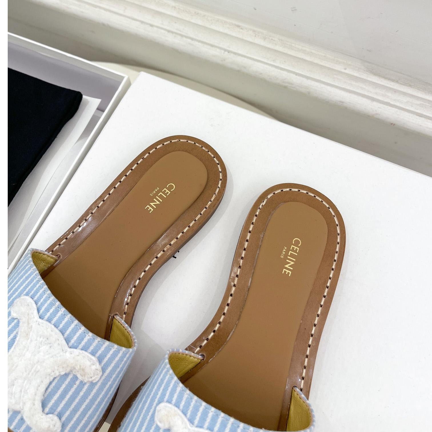 Celine Lympia Mule In Oshkosh Canvas Off White / Navy - DopestKickz