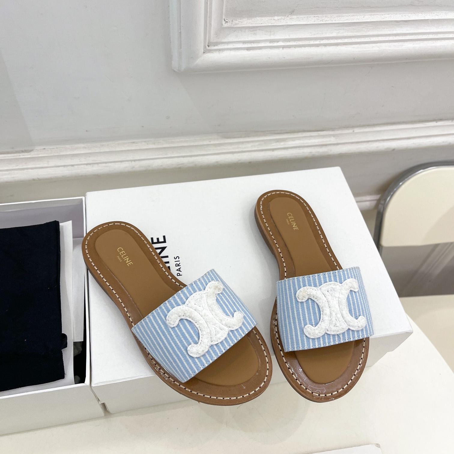 Celine Lympia Mule In Oshkosh Canvas Off White / Navy - DopestKickz