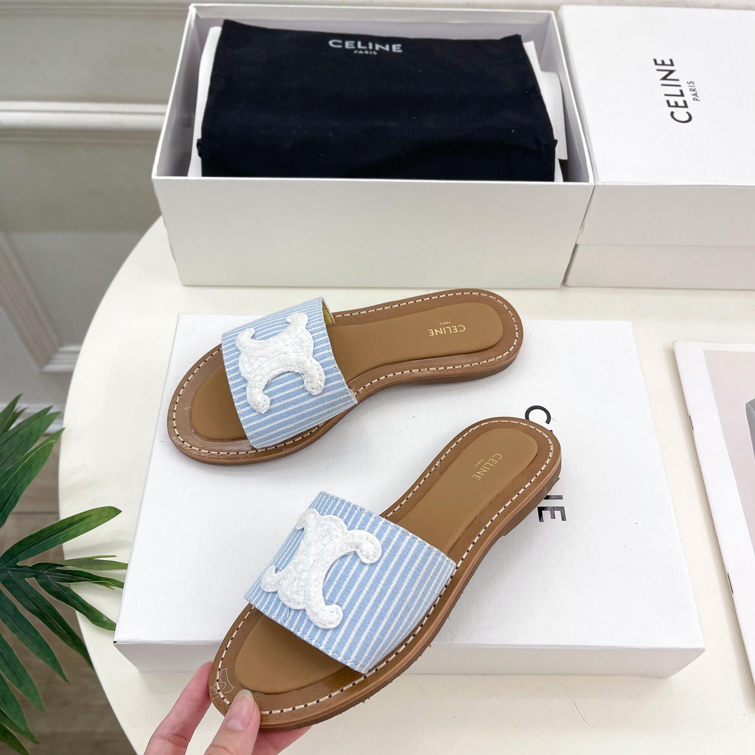 Celine Lympia Mule In Oshkosh Canvas Off White / Navy - DopestKickz