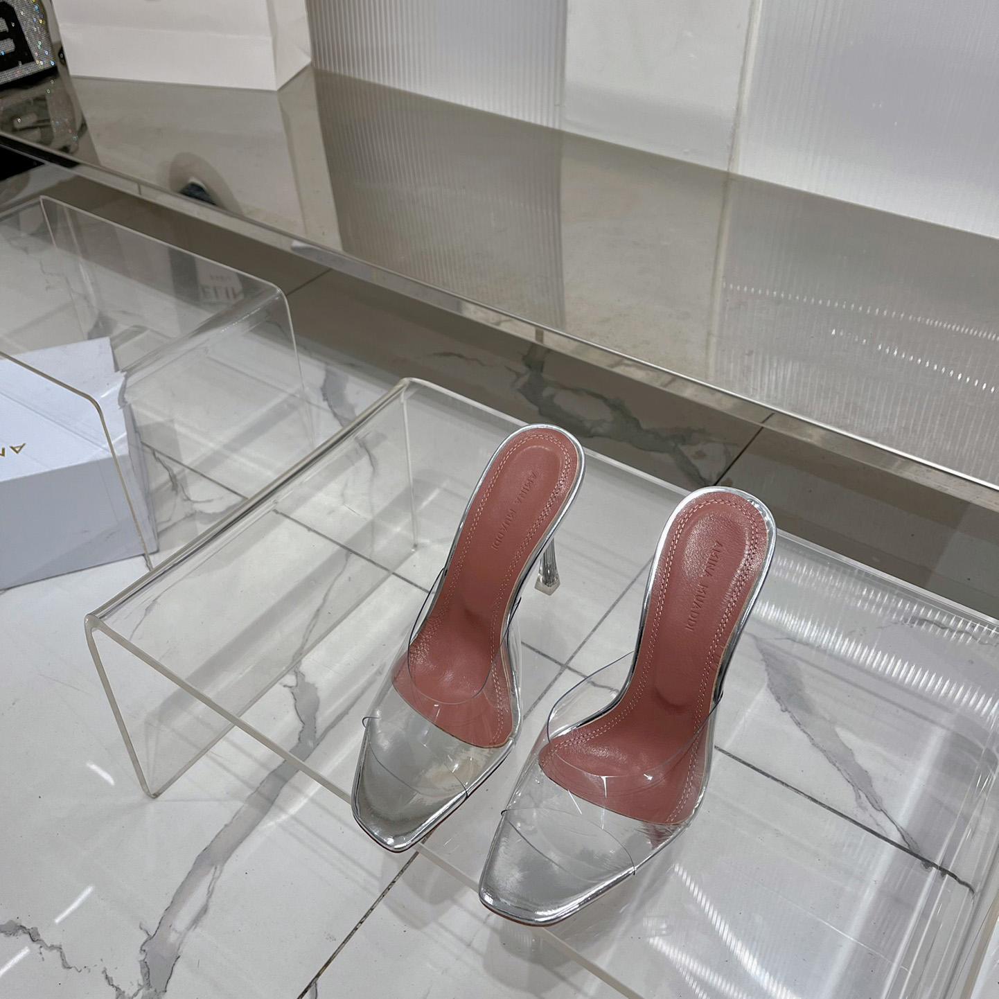 Amina Muaddi Lupita Glass Mules   110mm - DopestKickz