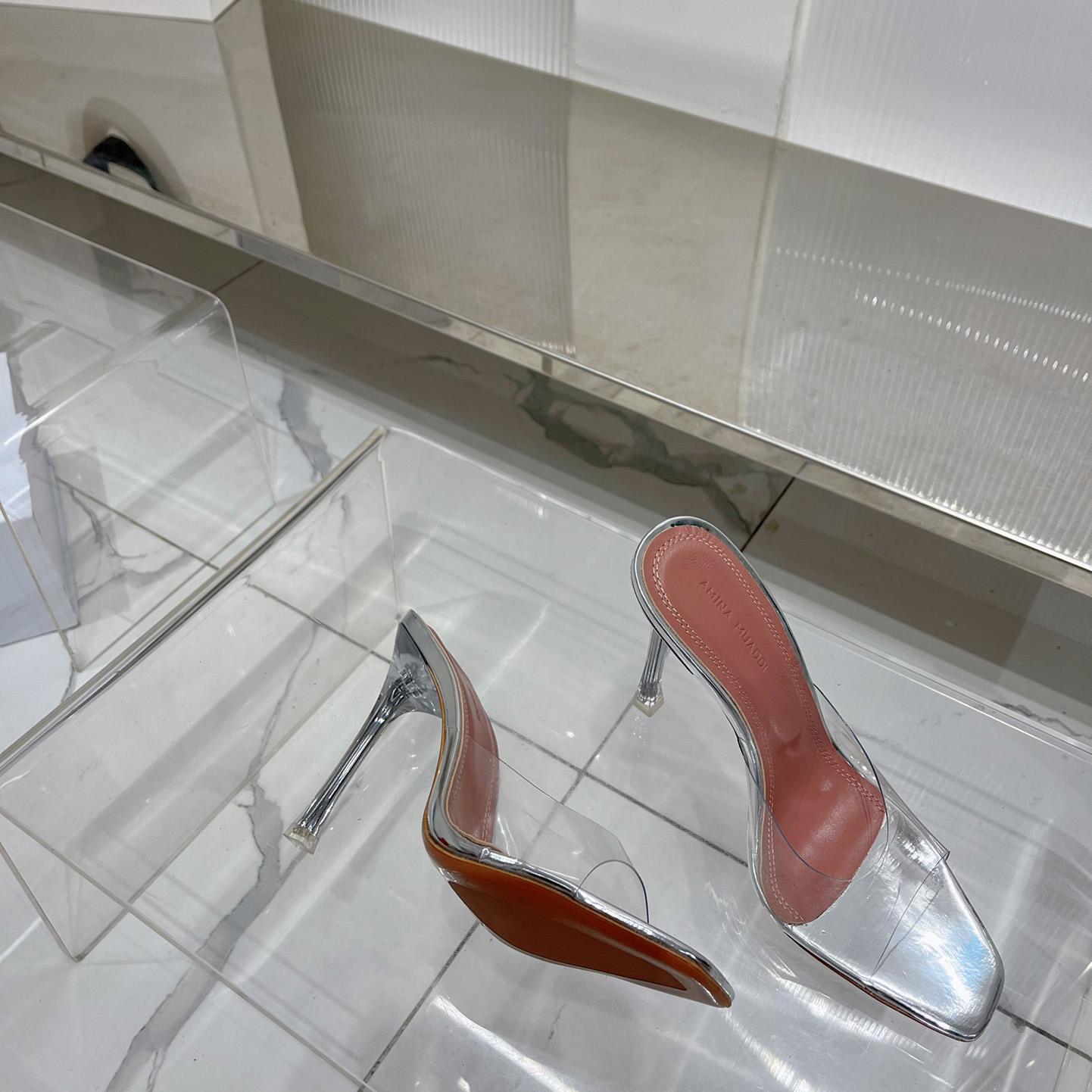 Amina Muaddi Lupita Glass Mules   110mm - DopestKickz