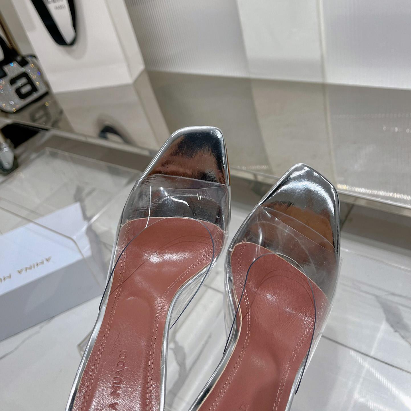 Amina Muaddi Lupita Glass Mules   110mm - DopestKickz