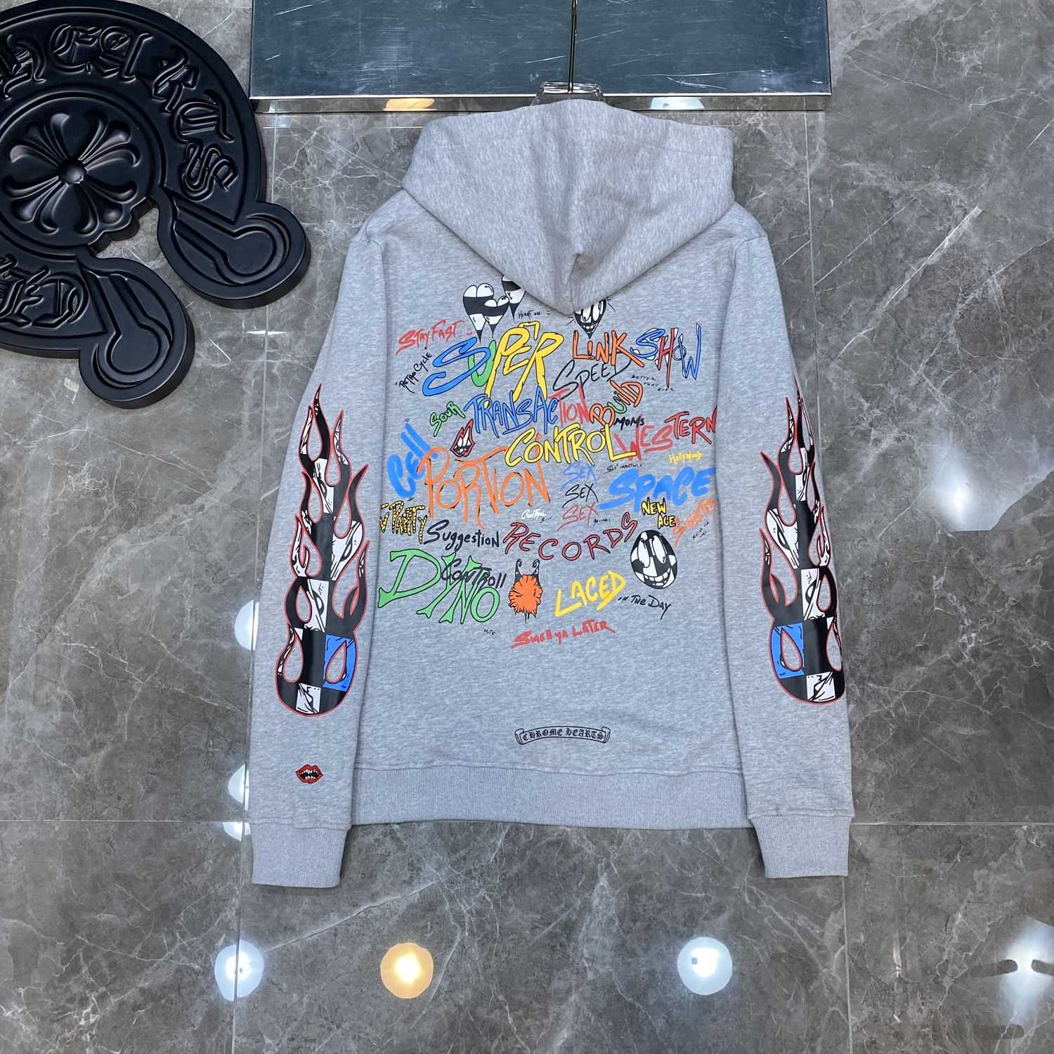 Chrome Hearts Chrome hearts Grey Race Cross Hoodie - DopestKickz