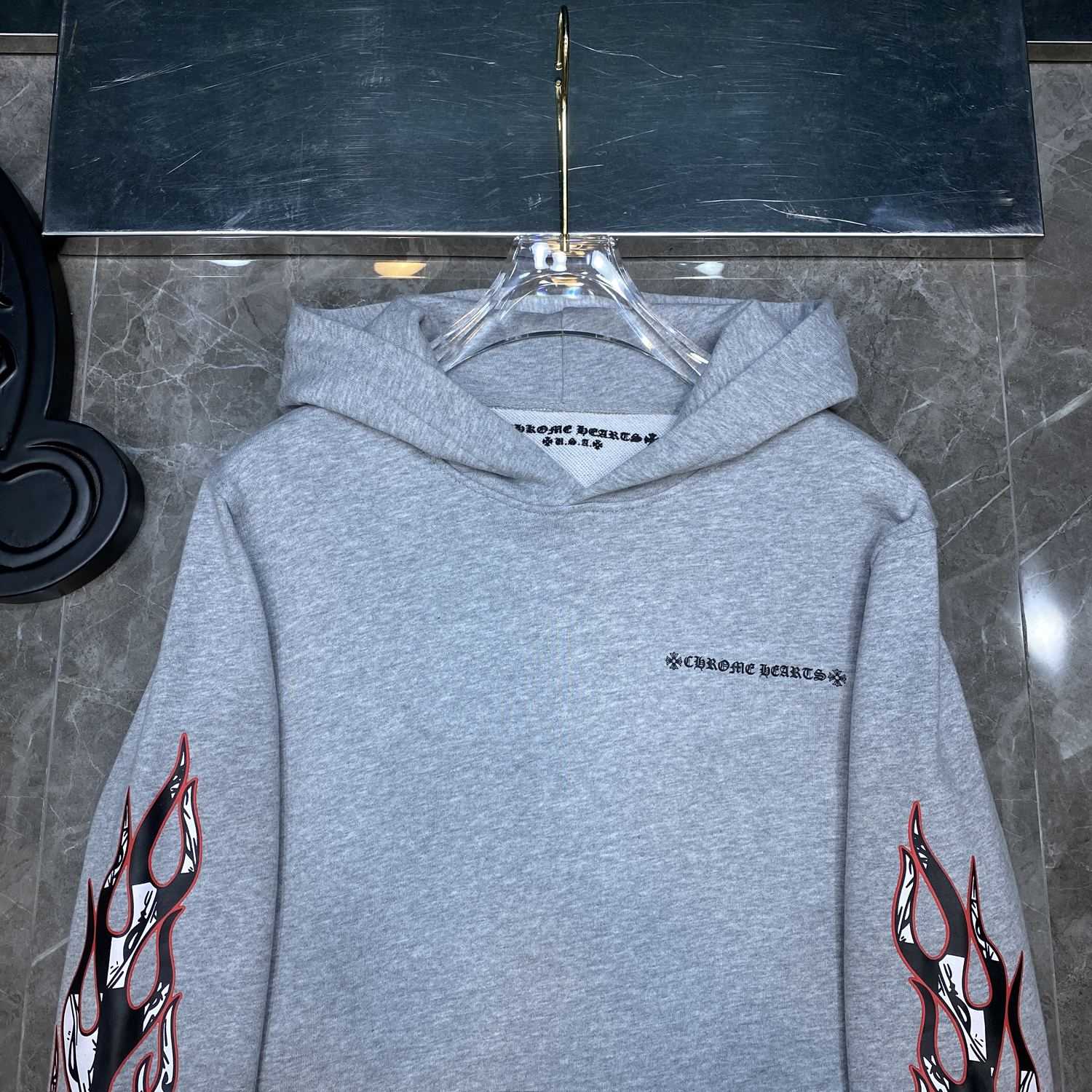 Chrome Hearts Chrome hearts Grey Race Cross Hoodie - DopestKickz