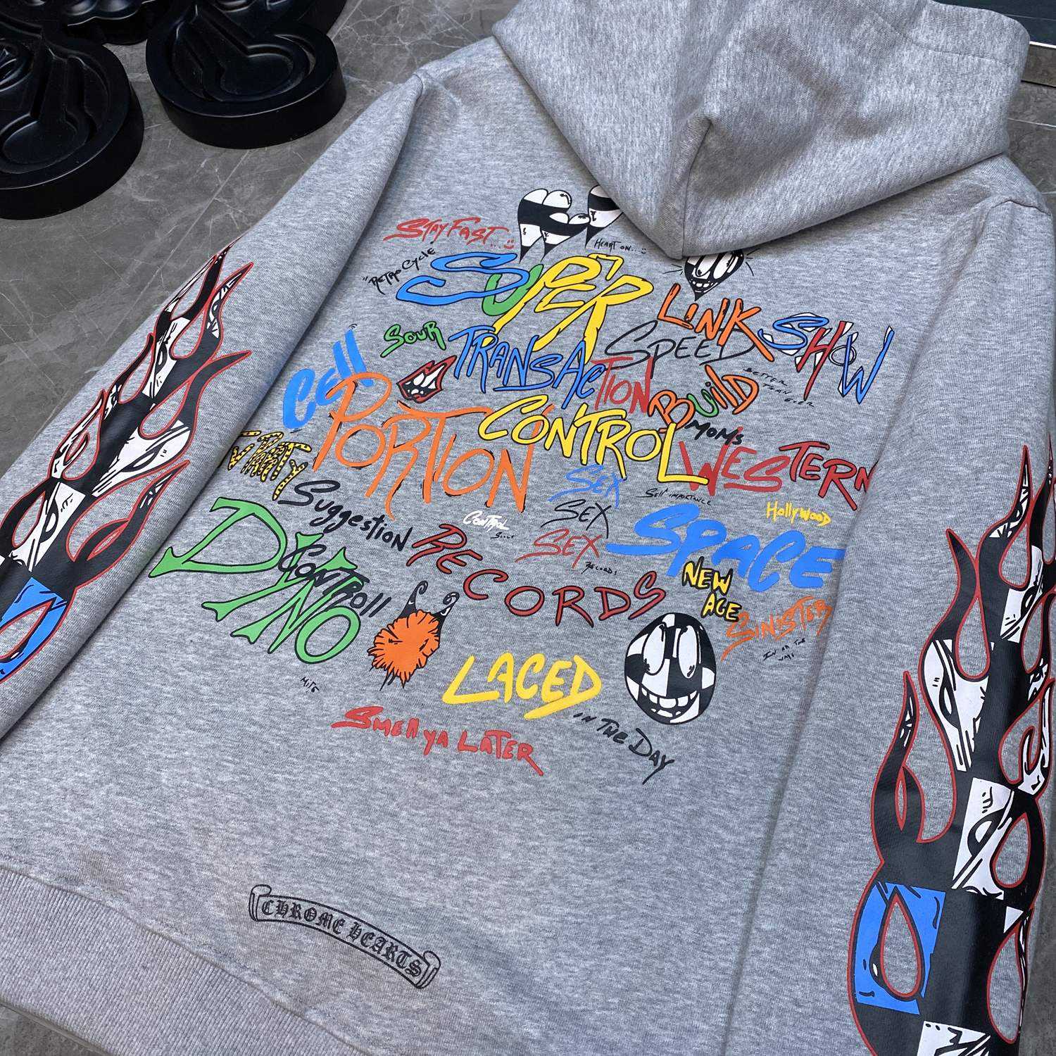 Chrome Hearts Chrome hearts Grey Race Cross Hoodie - DopestKickz