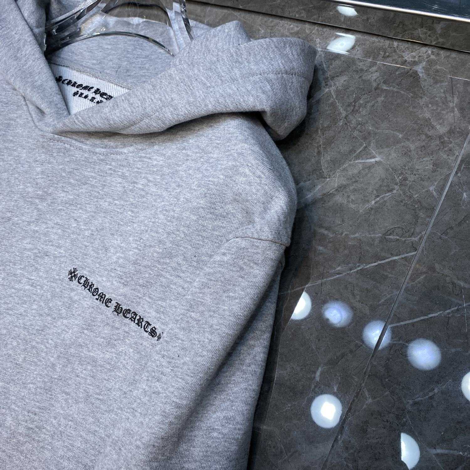 Chrome Hearts Chrome hearts Grey Race Cross Hoodie - DopestKickz