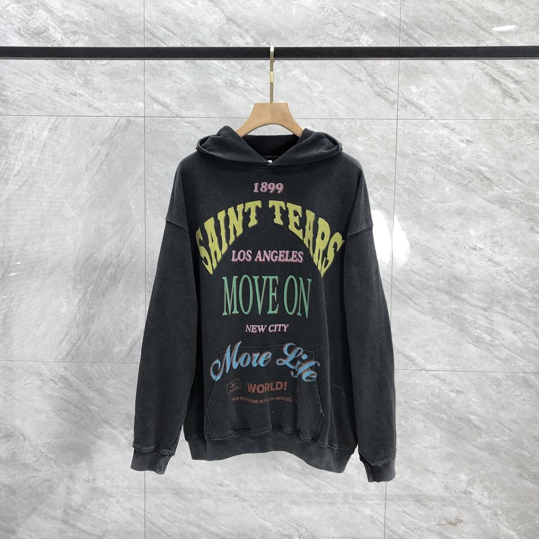 Saint Michael Colorful Letter Print Hoodies - DopestKickz