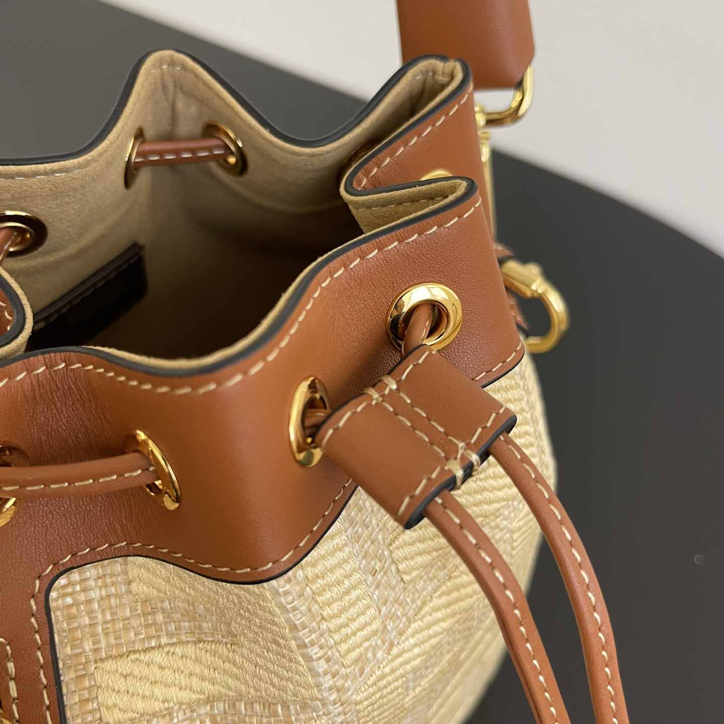 Fendi Mon Tresor Natural Straw Mini-bag With FF Embroidery - DopestKickz