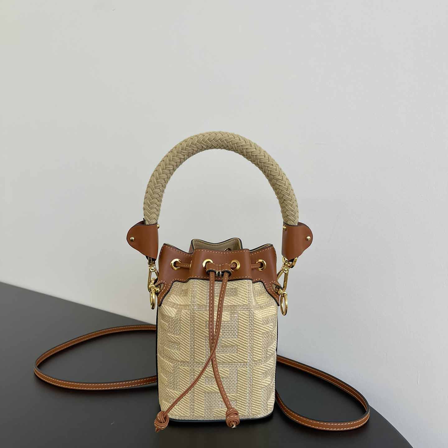 Fendi Mon Tresor Natural Straw Mini-bag With FF Embroidery - DopestKickz