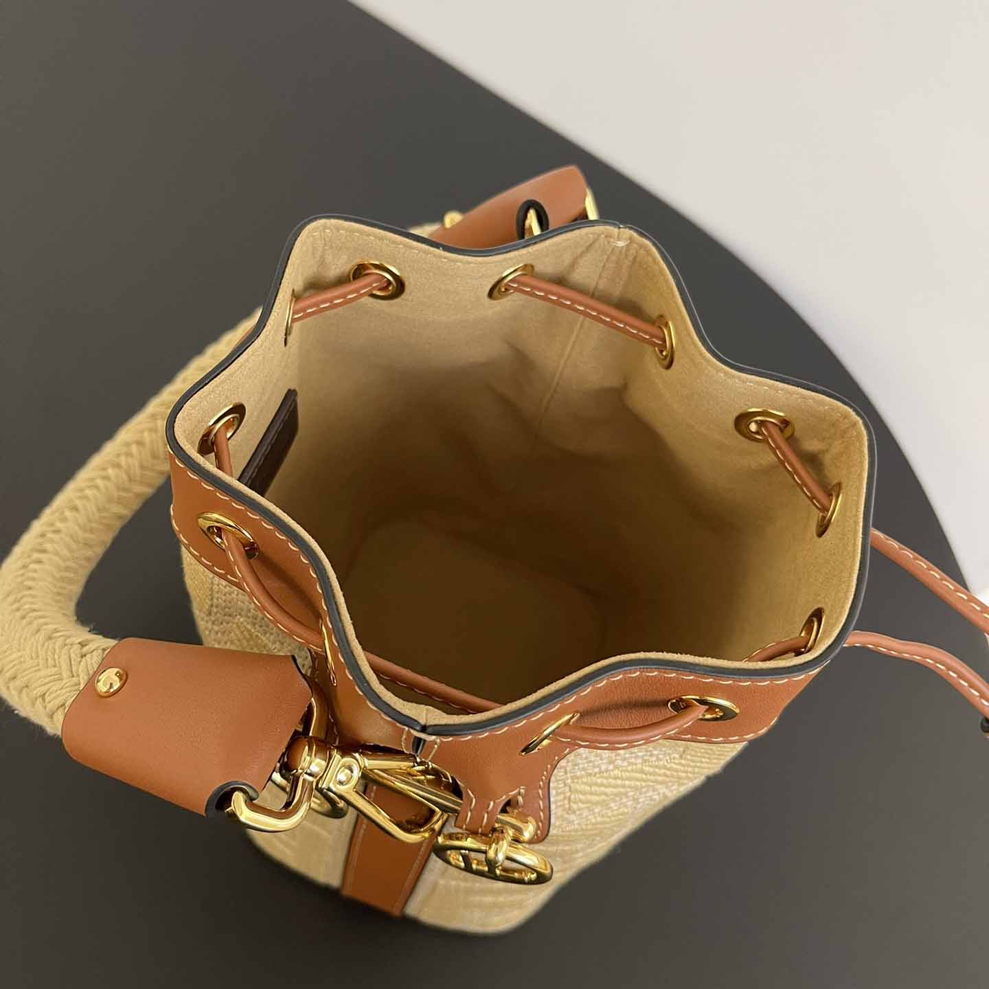 Fendi Mon Tresor Natural Straw Mini-bag With FF Embroidery - DopestKickz