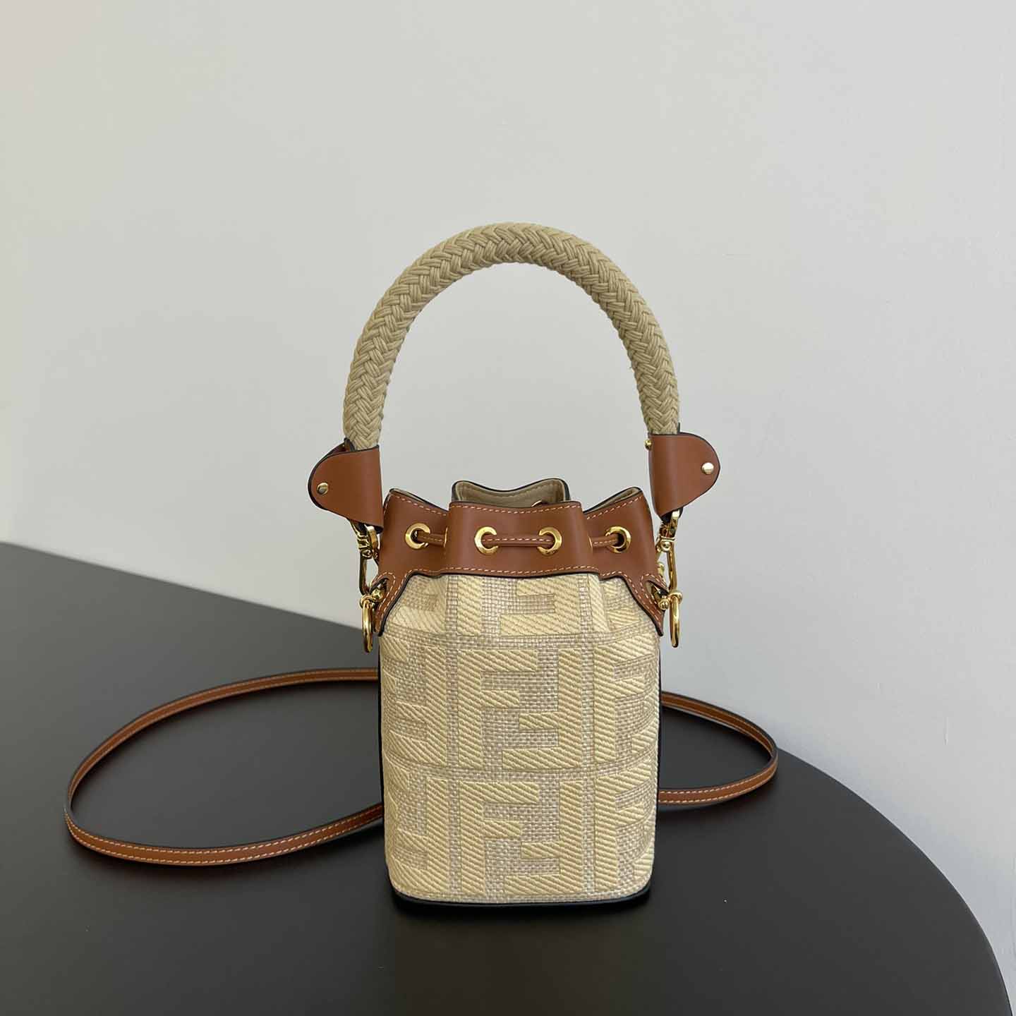 Fendi Mon Tresor Natural Straw Mini-bag With FF Embroidery - DopestKickz