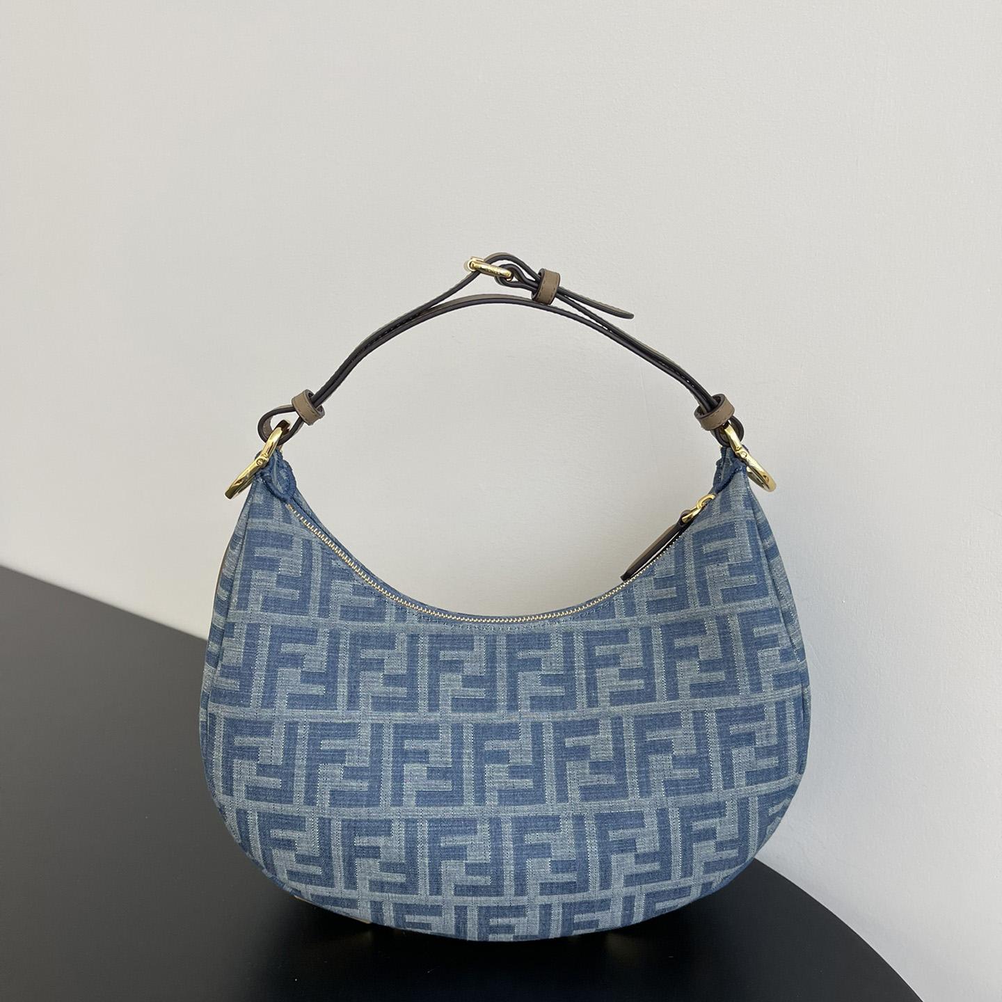 Fendi Fendigraphy Small Light Blue FF Denim Fabric Bag - DopestKickz